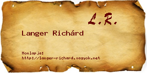 Langer Richárd névjegykártya